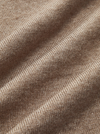 Asymmetric Patchwork Long Sleeve Mock Neck Knit Top