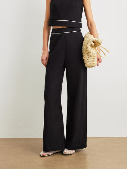Cotton & Linen Pants Set With Pockets