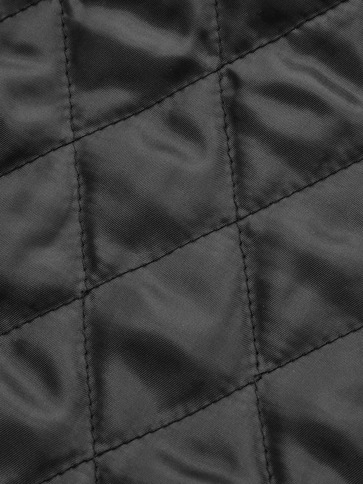 Stand Collar Belted PU Leather Quilted Jacket