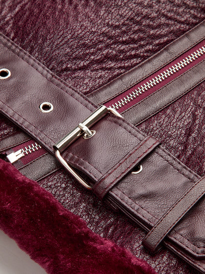 Zipper Belted Soft Fleece Jacket